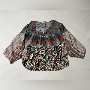 John Mark Women’s Size Large Short Length Top Balloon Sleeve Blouse Shirt